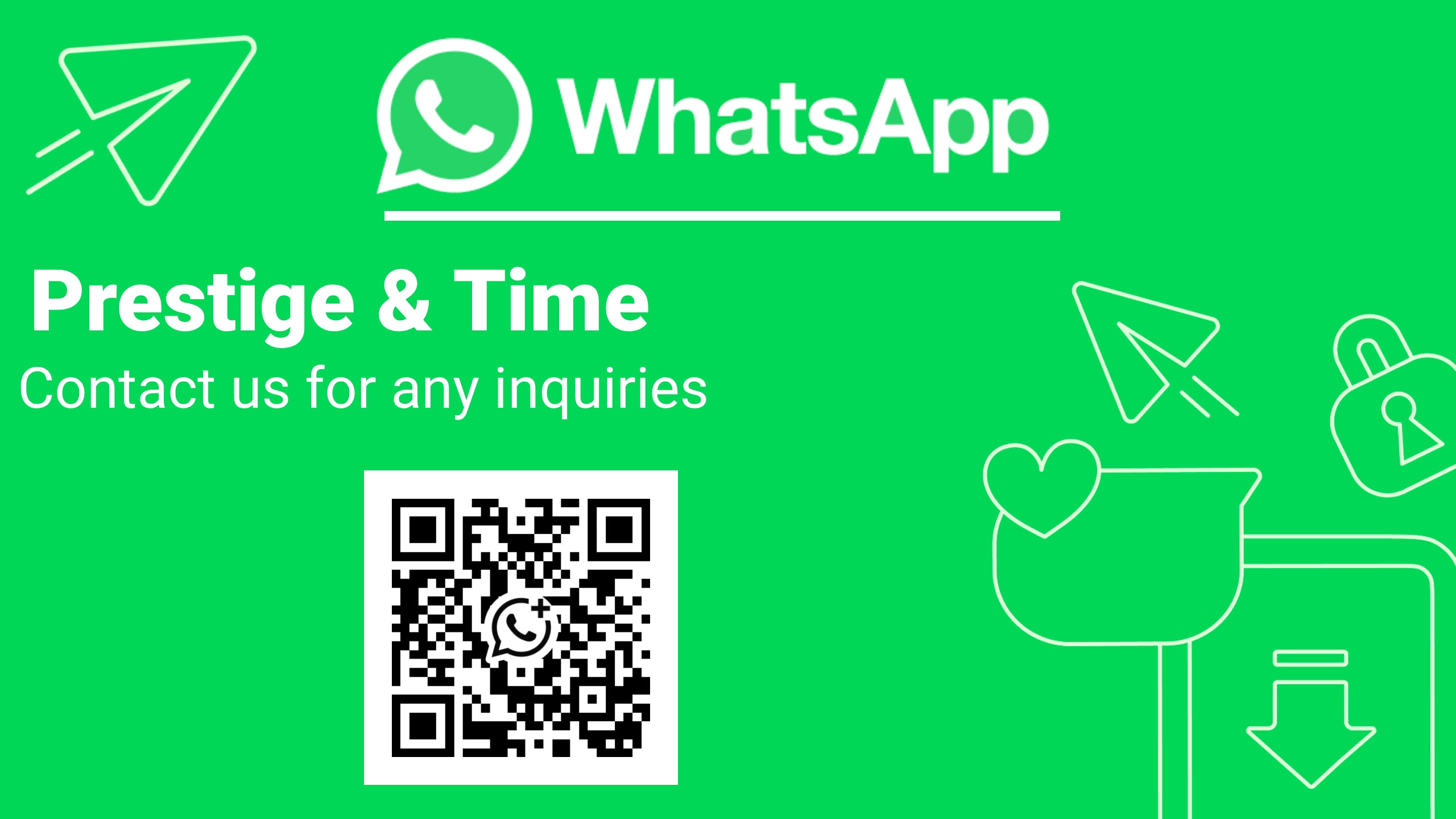 QR Code Prestige & Time – Contact rapide pour la vente et l’achat de montres de luxe haut de gamme
