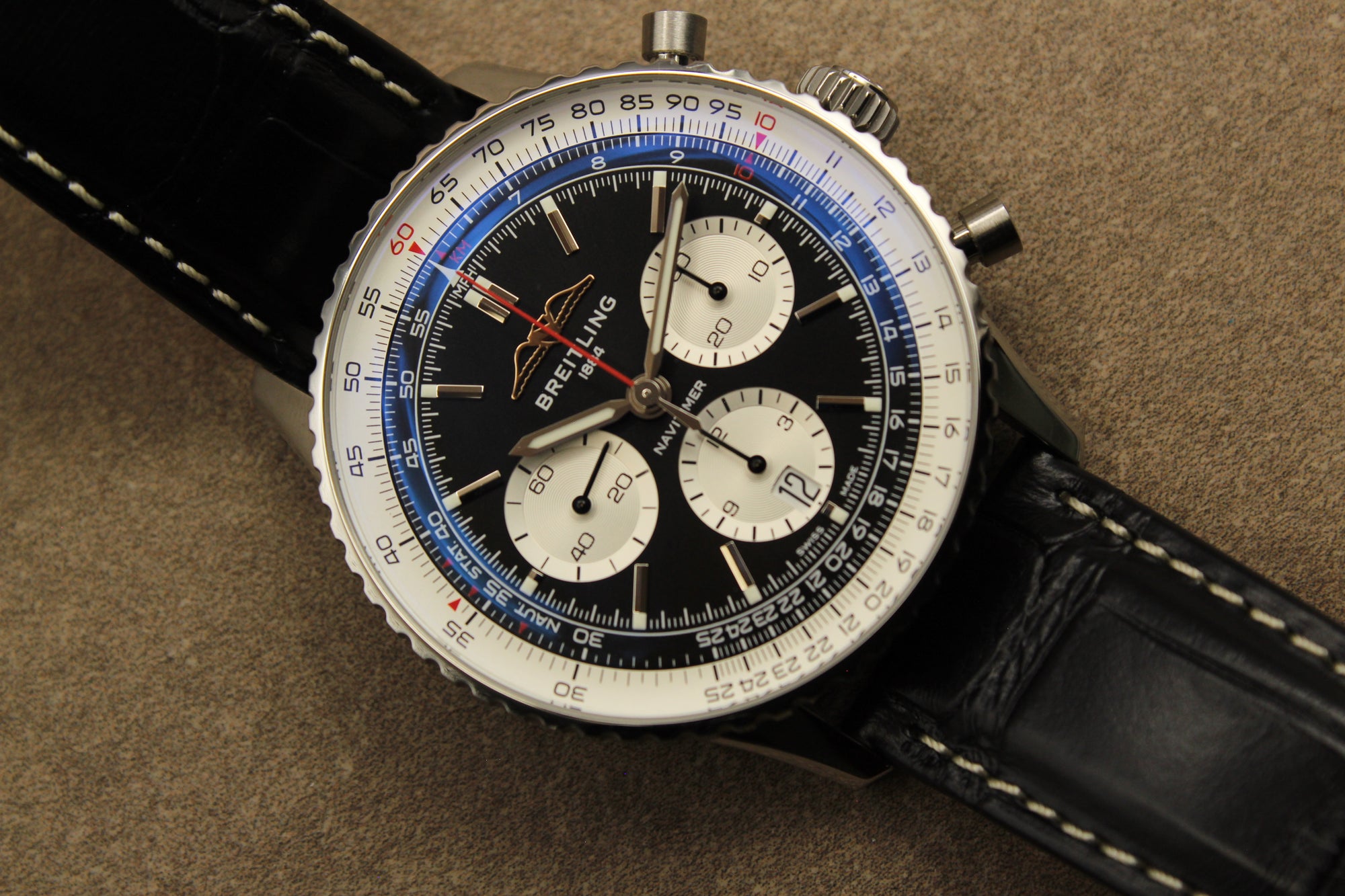 The Breitling Navitimer AB0138 is a luxury watch icon with strong aviation heritage. Powered by the in-house B01 movement, it delivers precision and reliability. Its slide rule bezel and multi-counter dial make it a true pilot’s watch. Crafted in stainless steel, it combines elegance and performance. Near-new condition, full set with Breitling warranty.