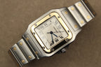 Montre Cartier Santos Galbée pour homme en acier et or, vendue par prestigeandtime.com, présentée en occasion authentique en excellent état avec full set, modèle emblématique idéal pour collection ou investissement horloger.